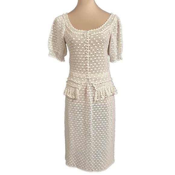 Handmade Dresses & Skirts - Vintage Cream Handmade Crocheted 2 Piece Top Skirt Dress STUNNING OOAK